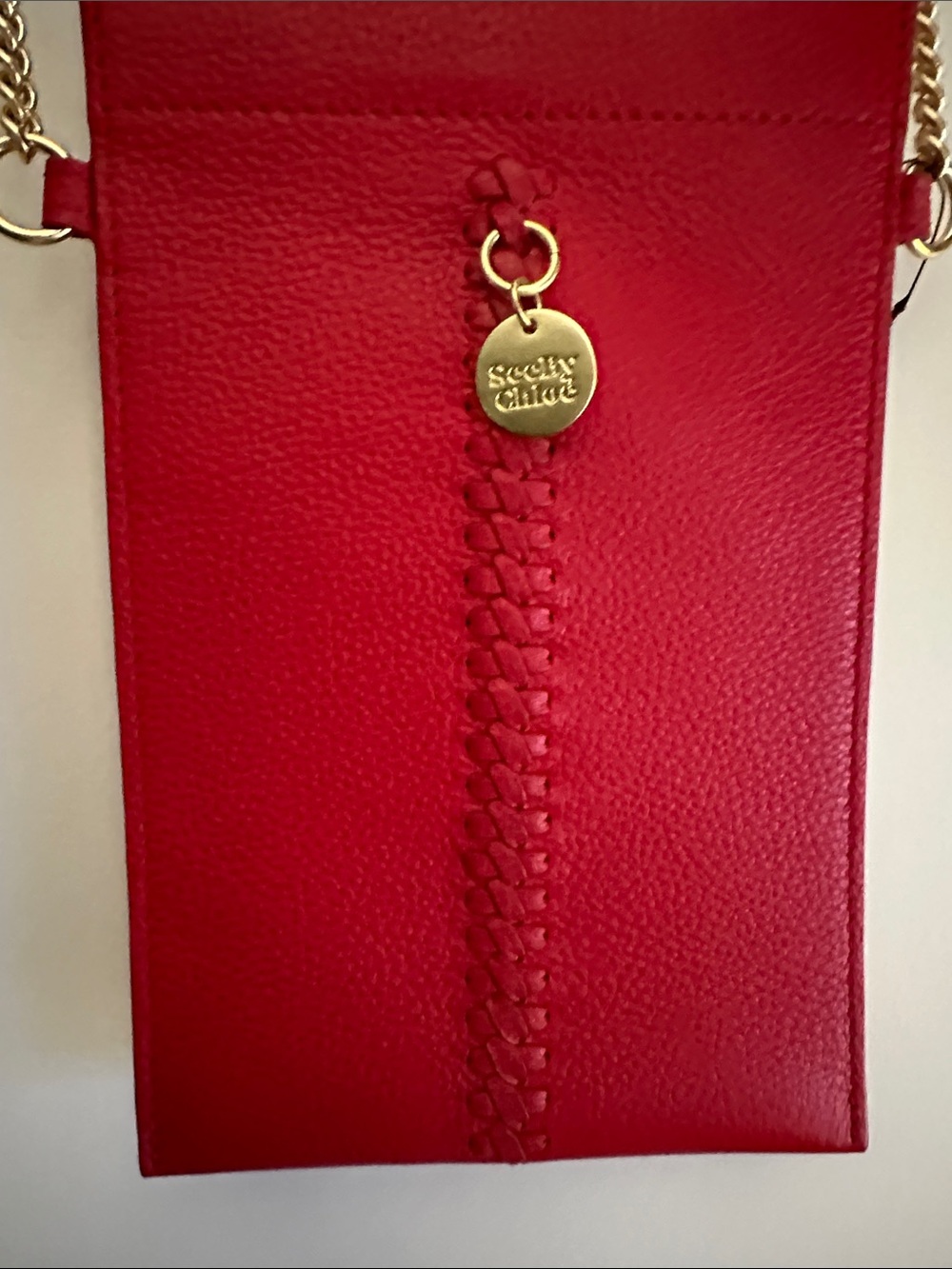 NWOT AUTHENTIC See by Chloé Red Tilda Crossbody Bag - Chic Braided Phone Pouch